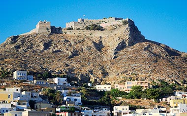 Panagia Castle overlooking Leros, Greece